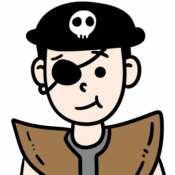 pirate with crossbones and a pirate flag
