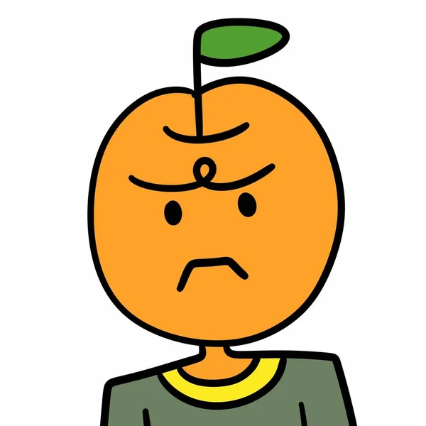 cartoon worried man with a orange