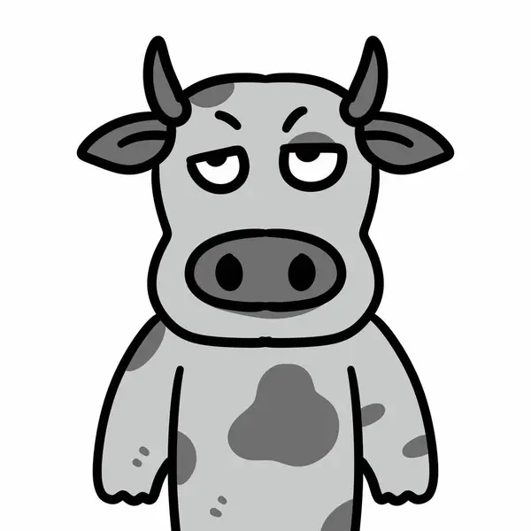 Desenho Animado Doodle Triste Vaca Fundo Branco — Fotografia de Stock