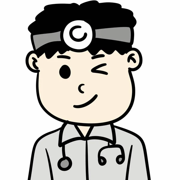 cute cartoon doctor character on white background