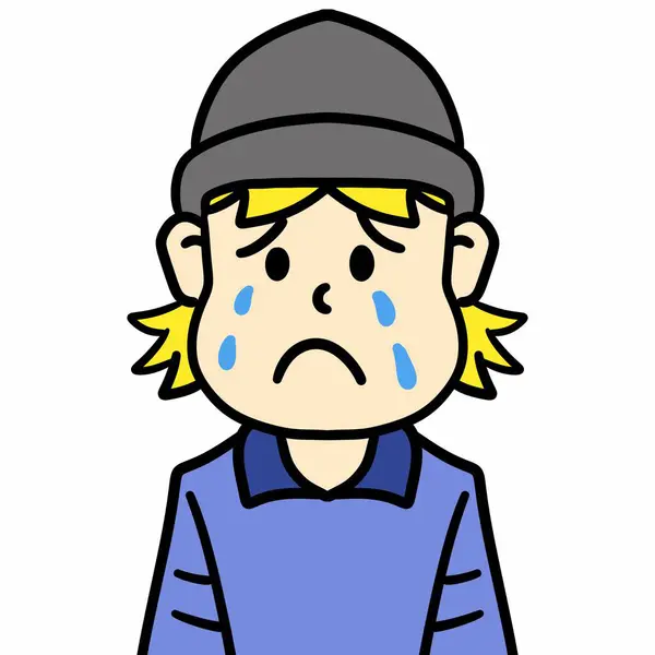 Smutný Chlapec Kreslené Ilustrace Bílém Pozadí — Stock fotografie