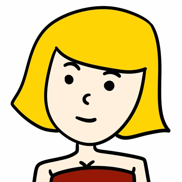 エレガントな赤いドレスを着ている漫画の女性 — ストック写真