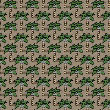 El çizimi hindistan cevizi ağaçları pürüzsüz desen