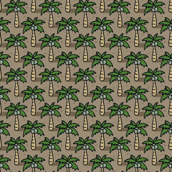 hand drawn coconut trees seamless pattern
