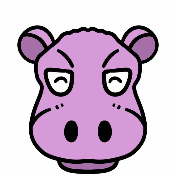 cute hippo face expression on white background illustration