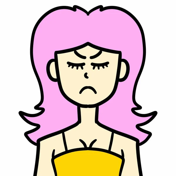 cartoon female angry face on white background