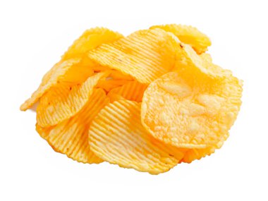 beyaz zemin üzerine patates cipsi