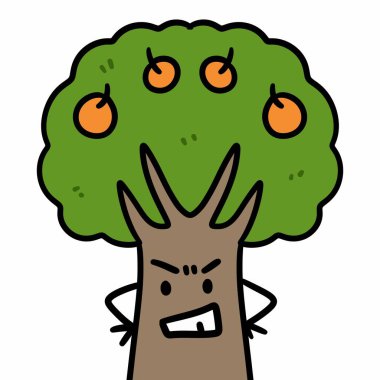 Çizgi film ağacının sanat çizimi