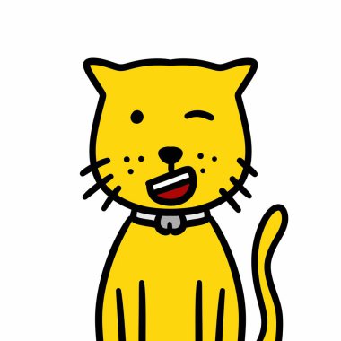 Kedi çizgi film suratının sanat çizimi