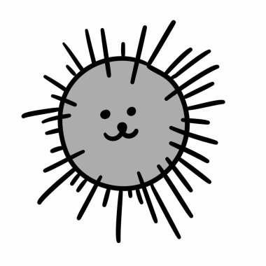 Beyaz arka planda deniz kestanesi çizgi filmi