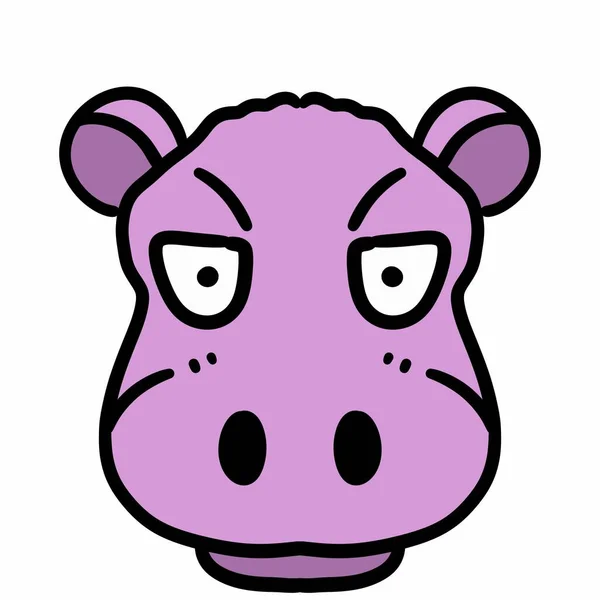 cute hippo head cartoon illustration