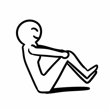 Diz ağrısı ikonu olan genç bir adam, basit bir stil.