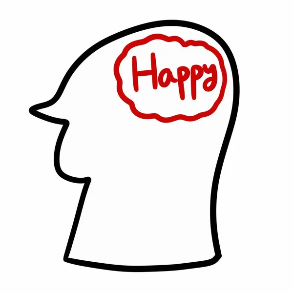 happy face with brain on white background
