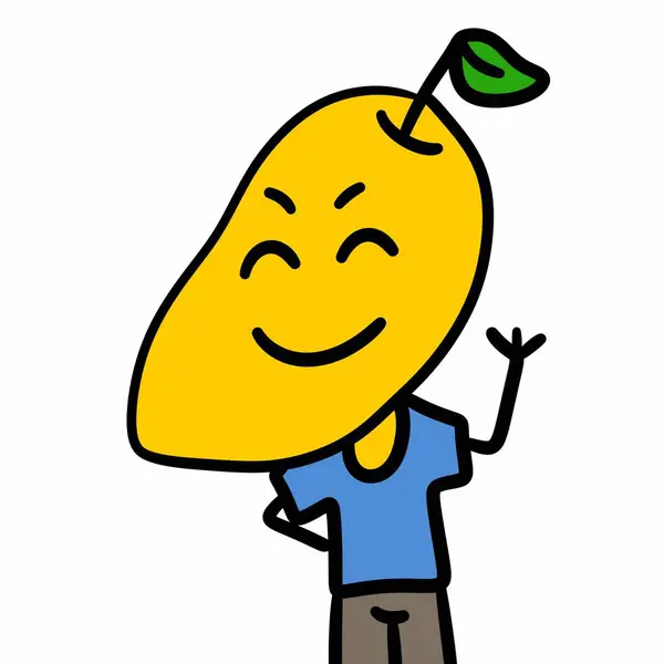 a cartoon illustration of a happy smiling mango