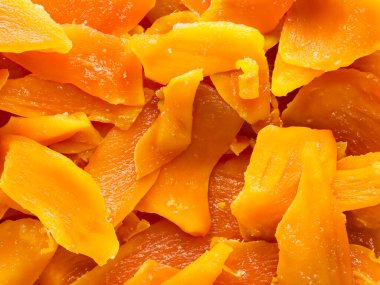 Arka plan olarak taze balkabağı dilimleri, yakın plan