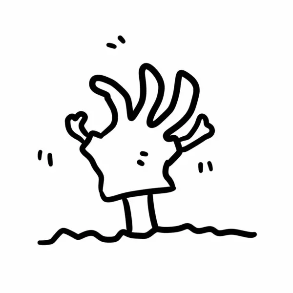 line drawing cartoon of a hand gesture , zombie hand cartoon