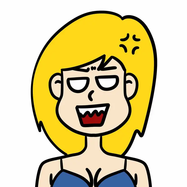 cartoon angry girl with face on white background
