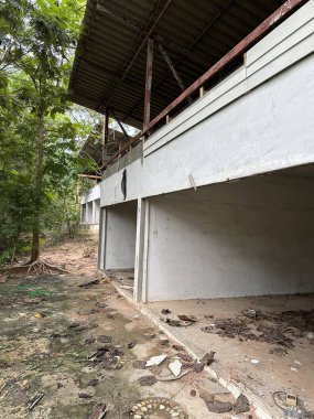 Ormanda terk edilmiş bir bina.