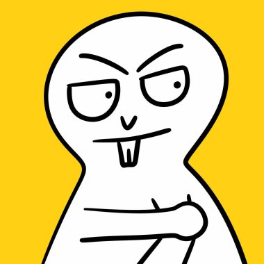 Çizgi filmdeki kel, iri gözlü adam.