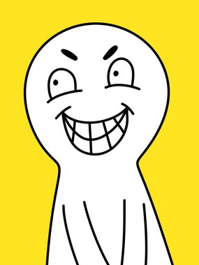 Gülen komik çizgi film canavarı. Çizim biçiminde illüstrasyon