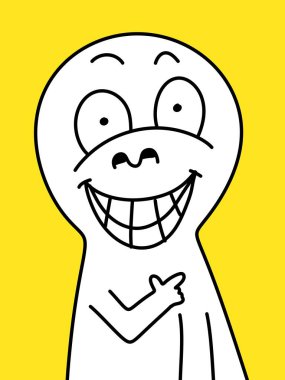 Gülen komik çizgi film canavarı. Çizim biçiminde illüstrasyon