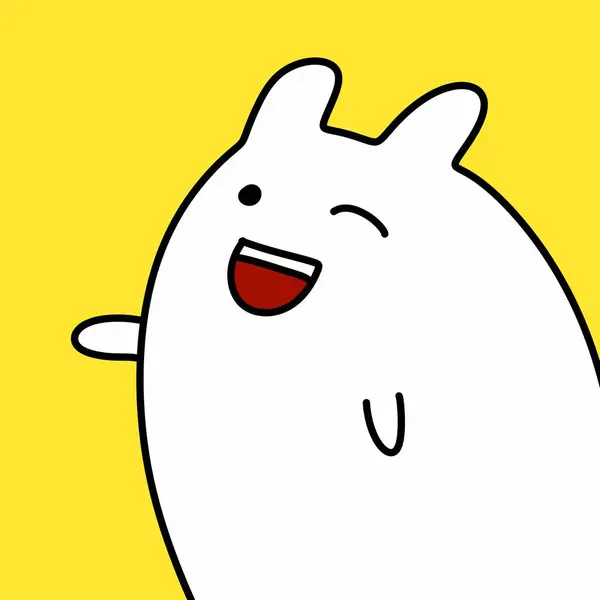 happy cartoon rabbit with yellow background