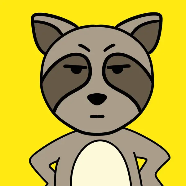 cute cartoon raccoon with a yellow background