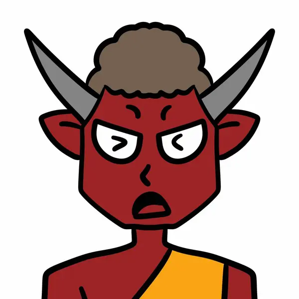 cartoon angry demon face on white background