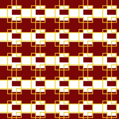 Kare ile kırmızı ve beyaz soyut desenlerin kusursuz deseni