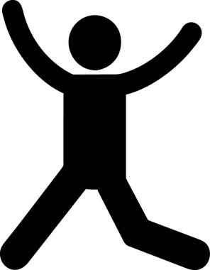 Kolları havada zıplayan bir insan.