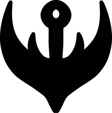 Siyah beyaz bir çapa silueti.