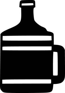 Siyah beyaz bir şişe silueti.