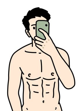 Beyaz arka planda sevimli bir adam çizgi filmi