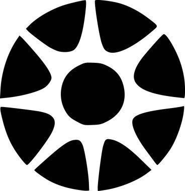 Güneşin siyah ve beyaz simgesinin gösterimi