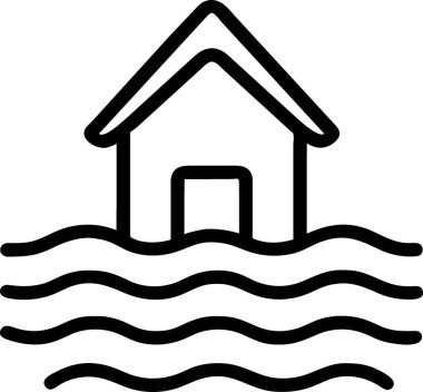 beyaz üzerine su evi simgesi