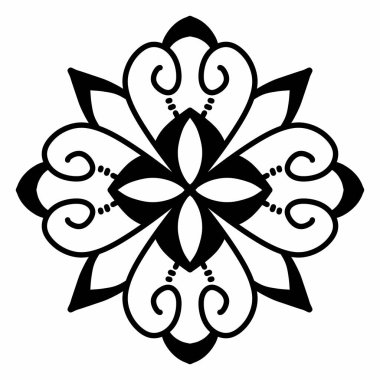 Siyah ve beyaz mandala. etnik sanat