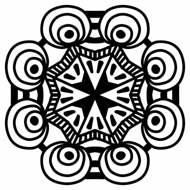 Siyah ve beyaz mandala. etnik sanat