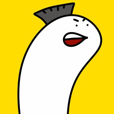 Sarı arka planda sevimli canavarın çizgi film karakteri