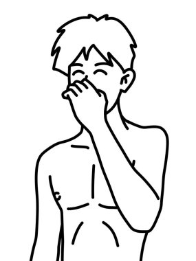 cartoon strong man with chest of body mix design