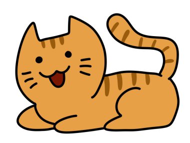 cute cat, illustration, on white background