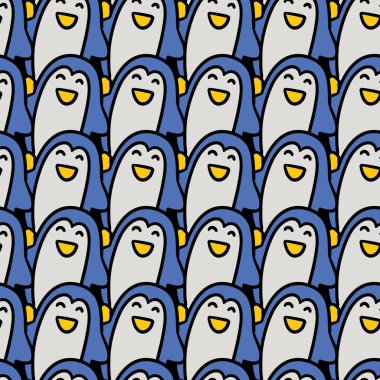 Şirin penguenlerle kusursuz desen. resimleme