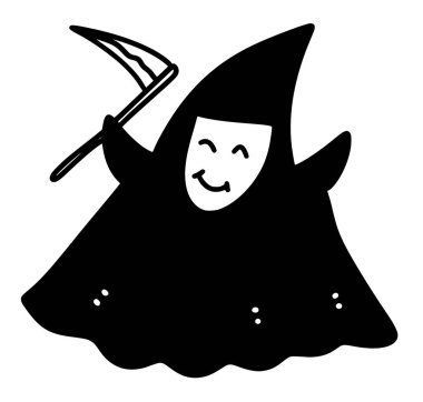 Mutlu cadılar bayramı ifadesi olan bir cadının karikatür çizimi..