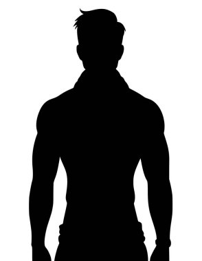 Beyaz arka planda erkek silueti.