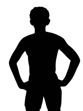 Beyaz arka planda olan bir adamın silueti..