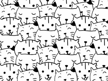 black and white of cute cat background.