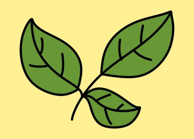 Yaprak simgesi. İnce çizgi işareti. izole edilmiş sınır sembolü çizimi