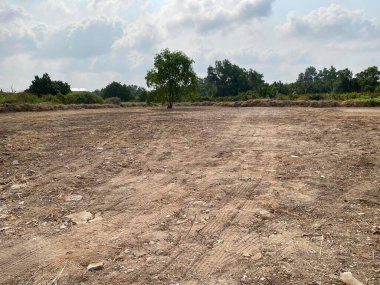 Ormanın ortasında geniş bir toprak tarlası.