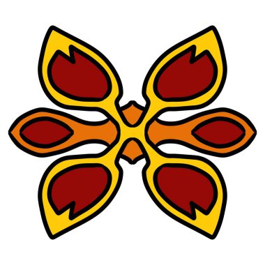 Kırmızı beyaz bir karikatür çiçeğinin çizimi