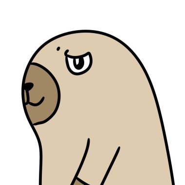 Beyaz arka planda sevimli çizgi film kapibarası