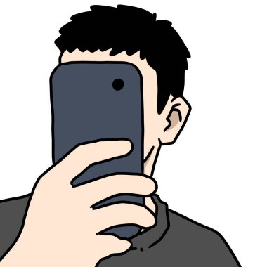 Cep telefonu olan bir adam.